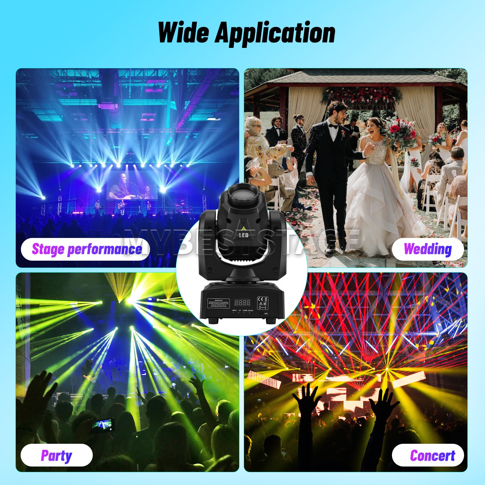 PAIDUN 120W Sharpy Beam Moving Head Light 8Gobo Music Control Disco Bar DJ Party