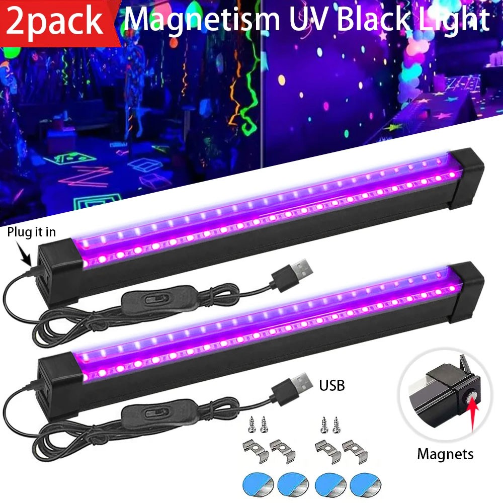 2x USB 24Leds UV Ultraviolet Strip Tube LED Light Bar Club Party Lamp Blacklight