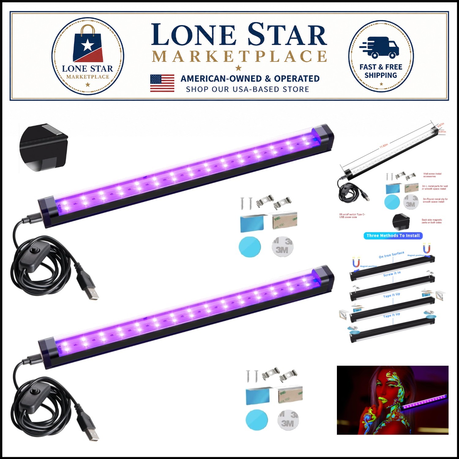 Efficient 10W LED Black Light Strip – Perfect for Halloween & Christmas Decor
