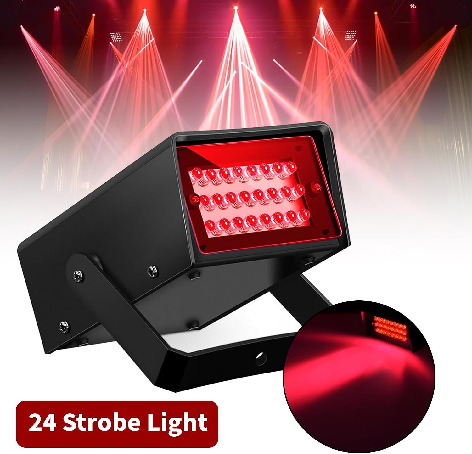 Lightweight Mini Strobe Light – 24 LED Red Light with Adjustable Speed for DJs