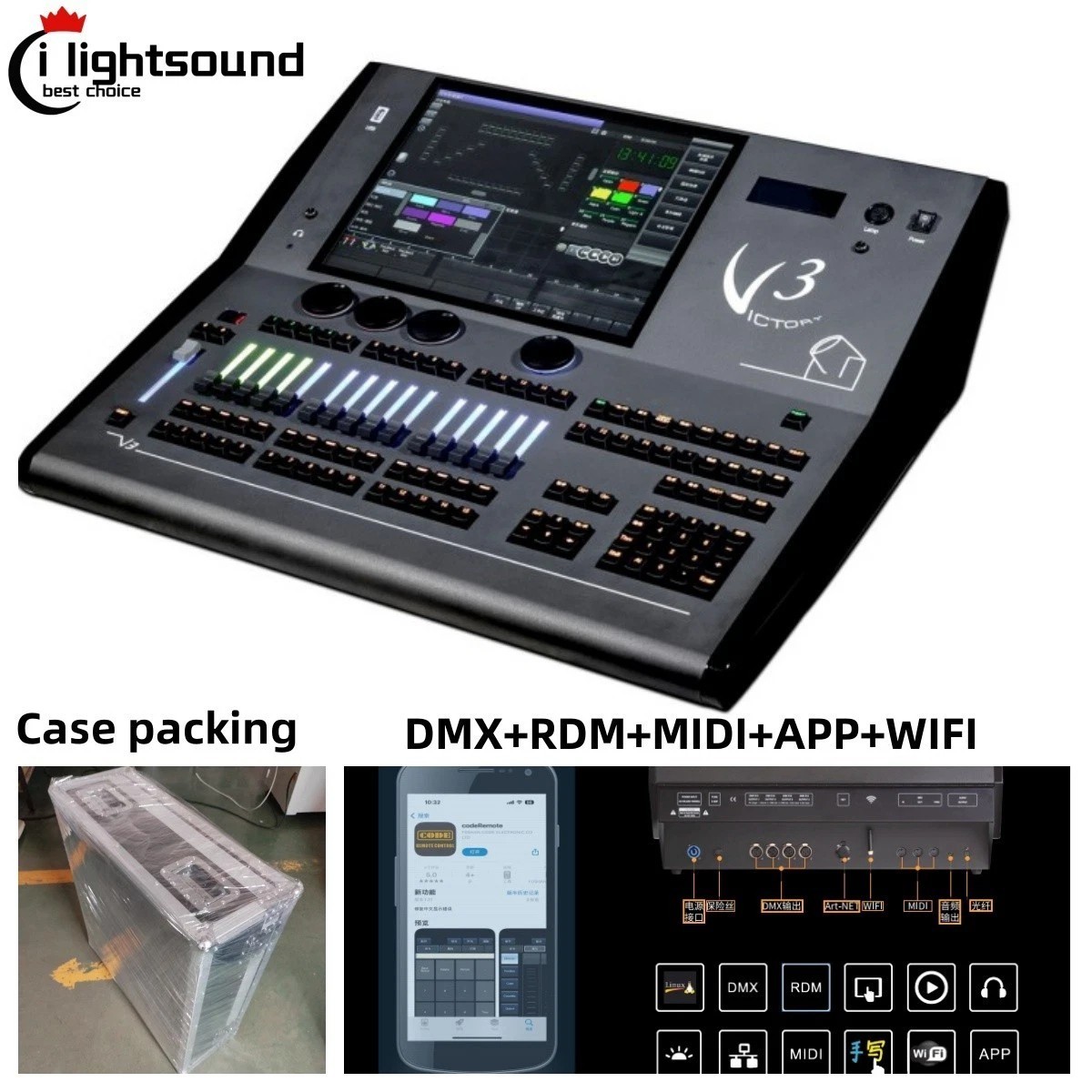 app remote 2048 channels console dmx 512 lighting controller victory 3/case