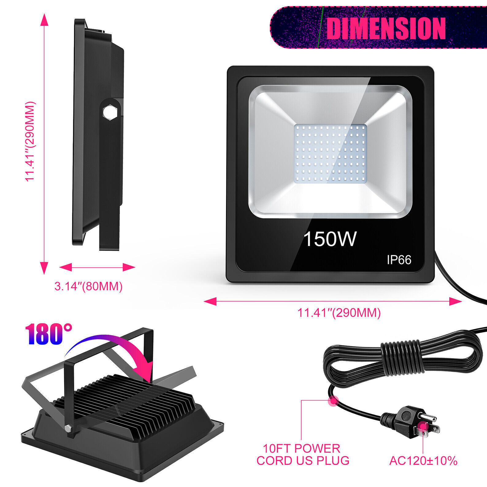 LED Black Lights 150W 80W 100W Purple Light For Stage Glow Party Outdoor Lights