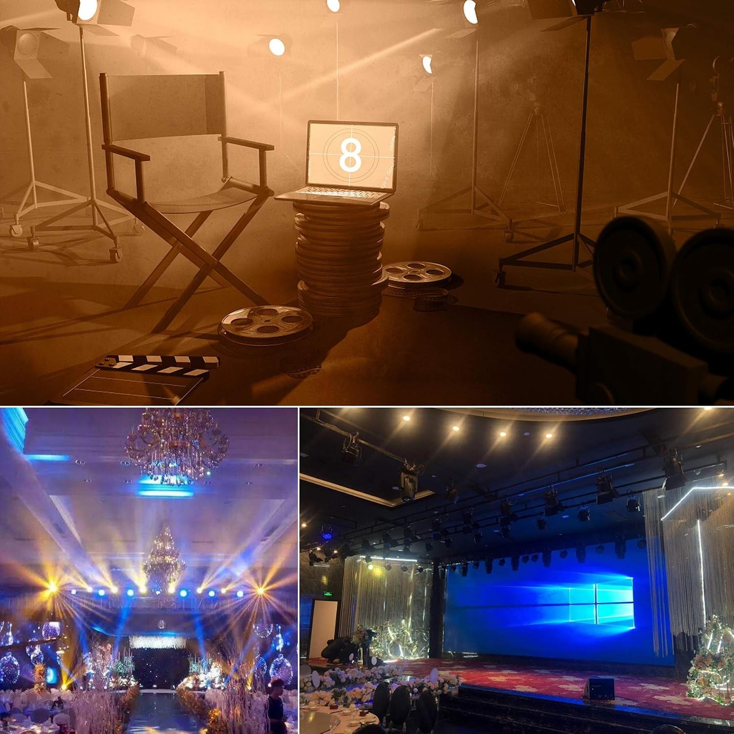 Stage Lights, 200W COB LED Stage Spotlights, Warm & Cold White LED DMX/Master-SL