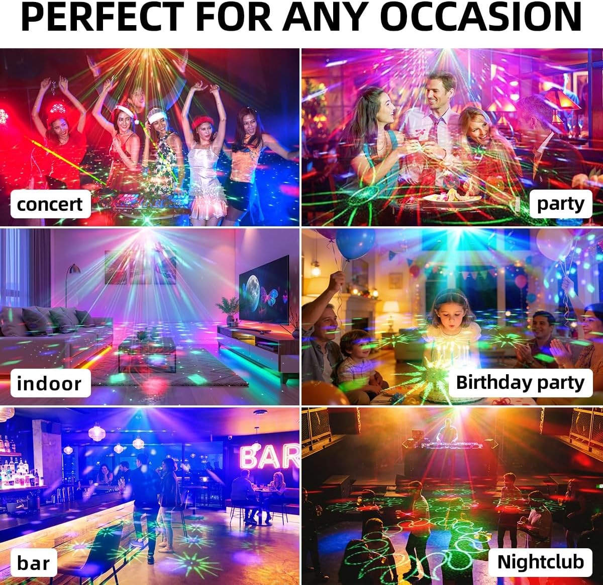 Disco Ball Party Lights Multi-Color Laser Strobe with Remote for DJ Karaoke Home