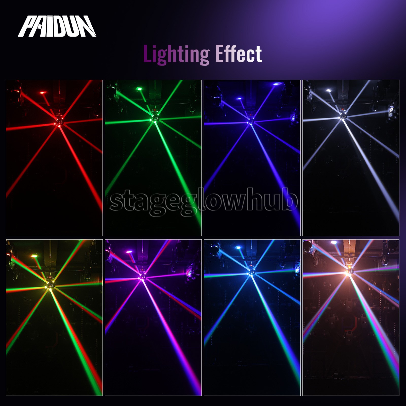 PAIDUN 120W LED RGBW Double Head Rotation Beam Moving Head Laser DJ Light Strobe