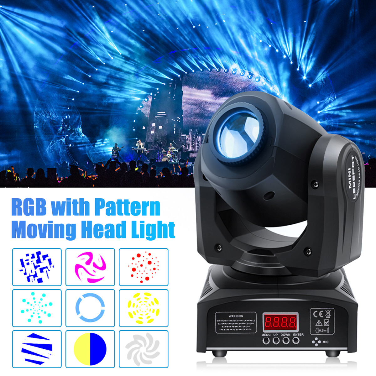80W LED Moving Head Stage Light RGBW Gobo Spot Club Disco DJ Party Lighting DMX