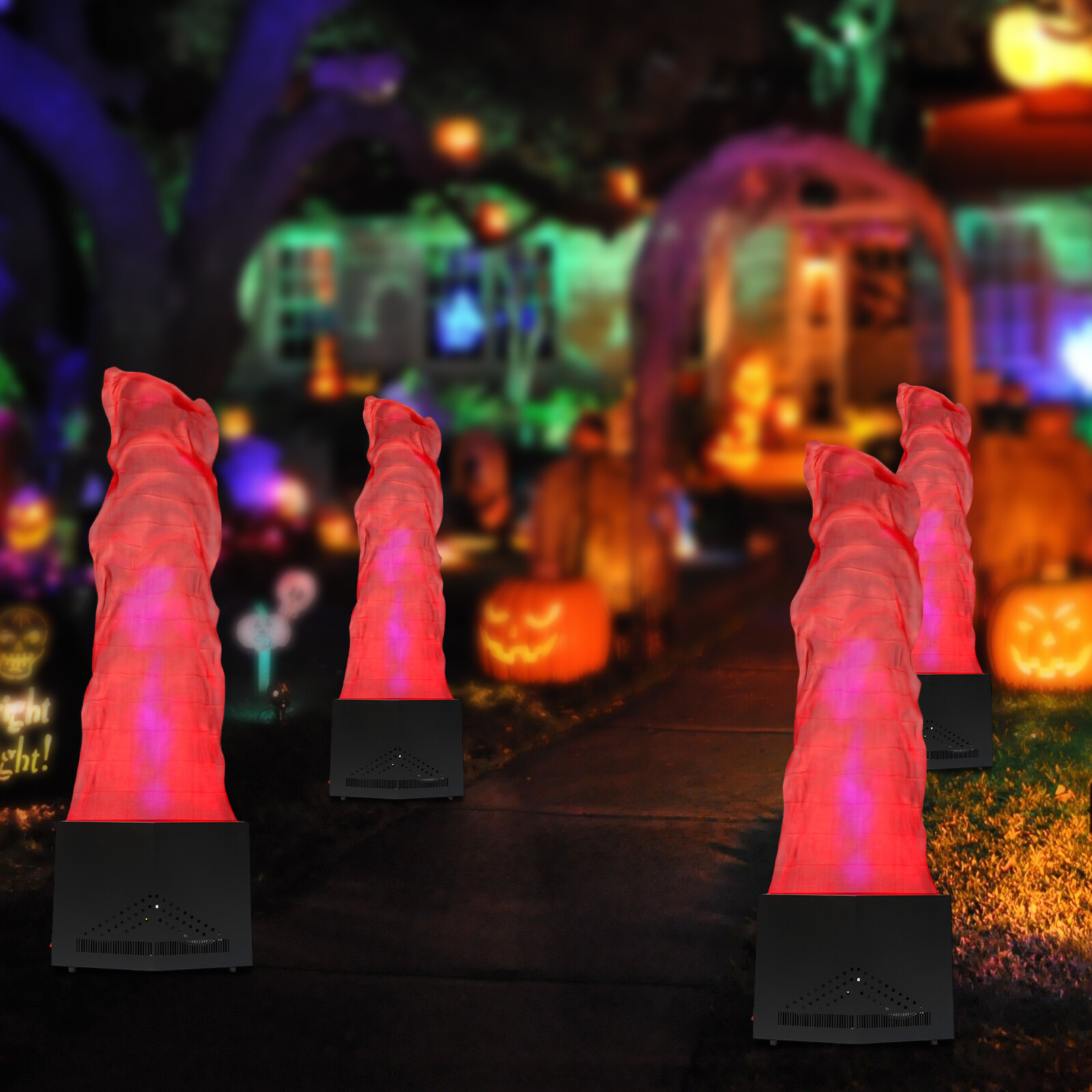 Electronic LED Fake Fire 1.5M Artificial Flame 2 Blower Halloween Night Clubs US
