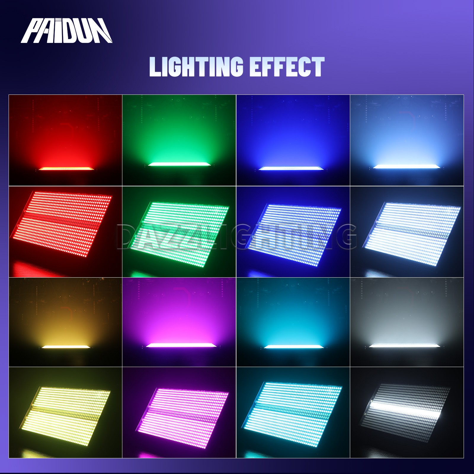 PAIDUN 1000W LED RGBW 8+8 960LED Beam Strobe Wall Wash Stage Light Party Show DJ