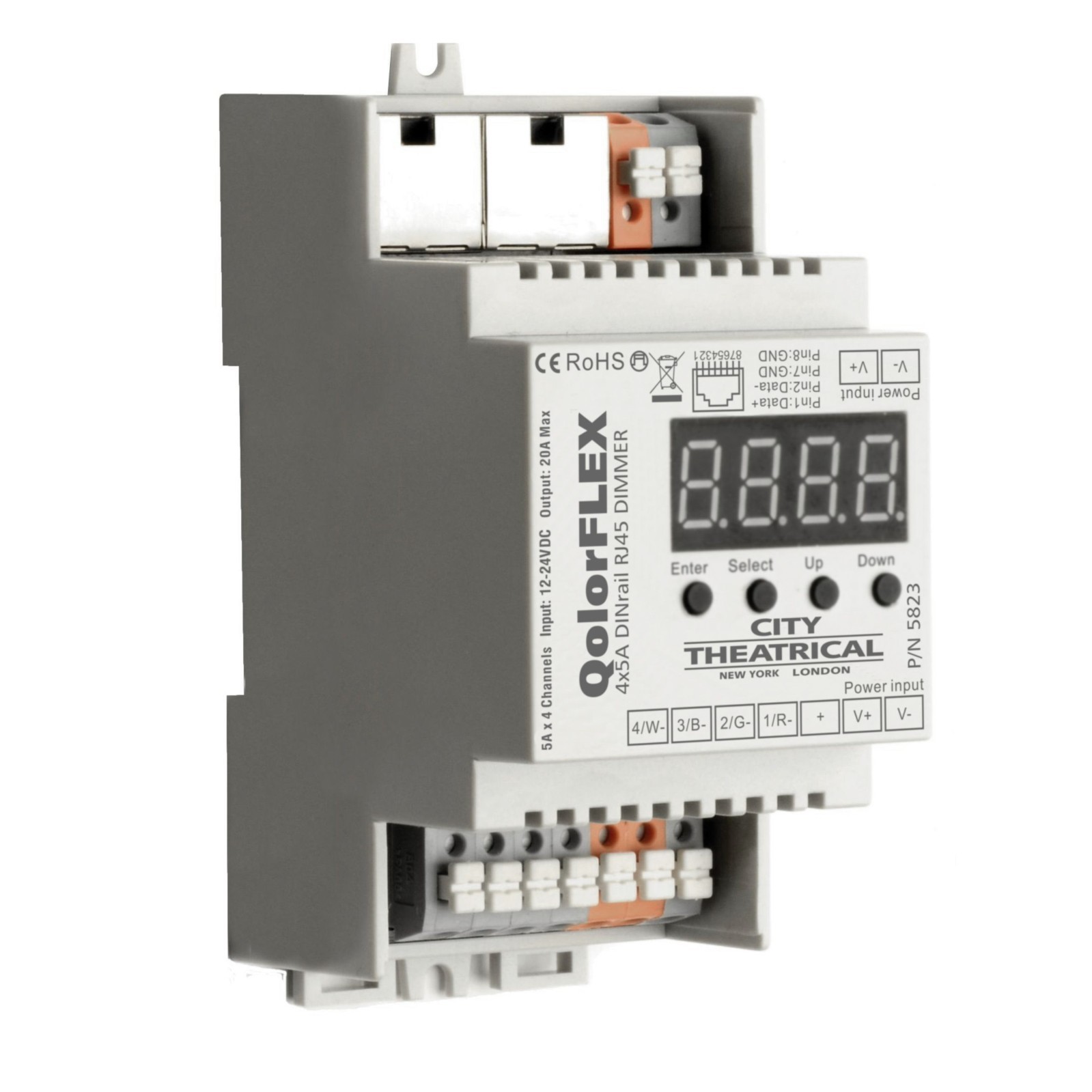 New City Theatrical QolorFLEX® 4x5A DINrail RJ45 Dimmer Ships Free