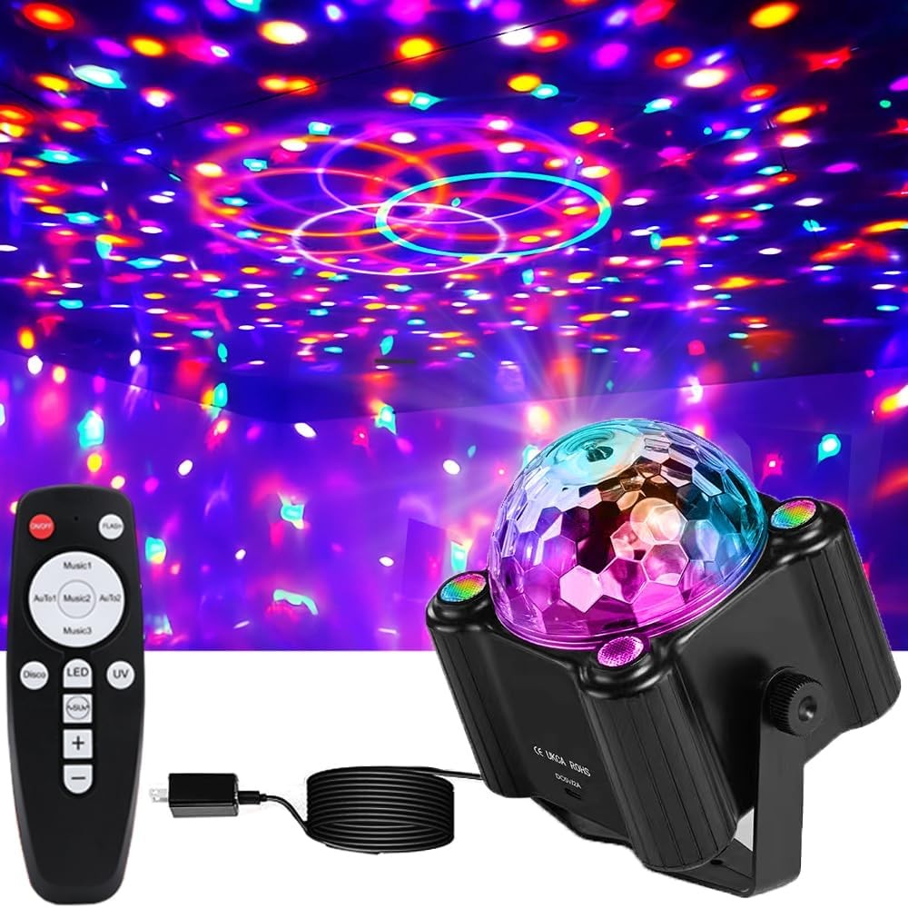 Sound Activated Disco Ball Party Light with Remote Control for DJ Stage Karaoke