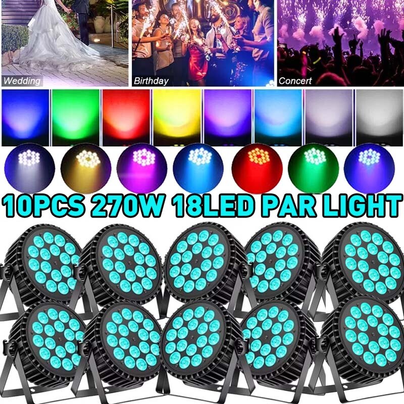 270W 18LED PAR Lights RGBW Stage Lighting DMX DJ Disco Party Show Light W/Case