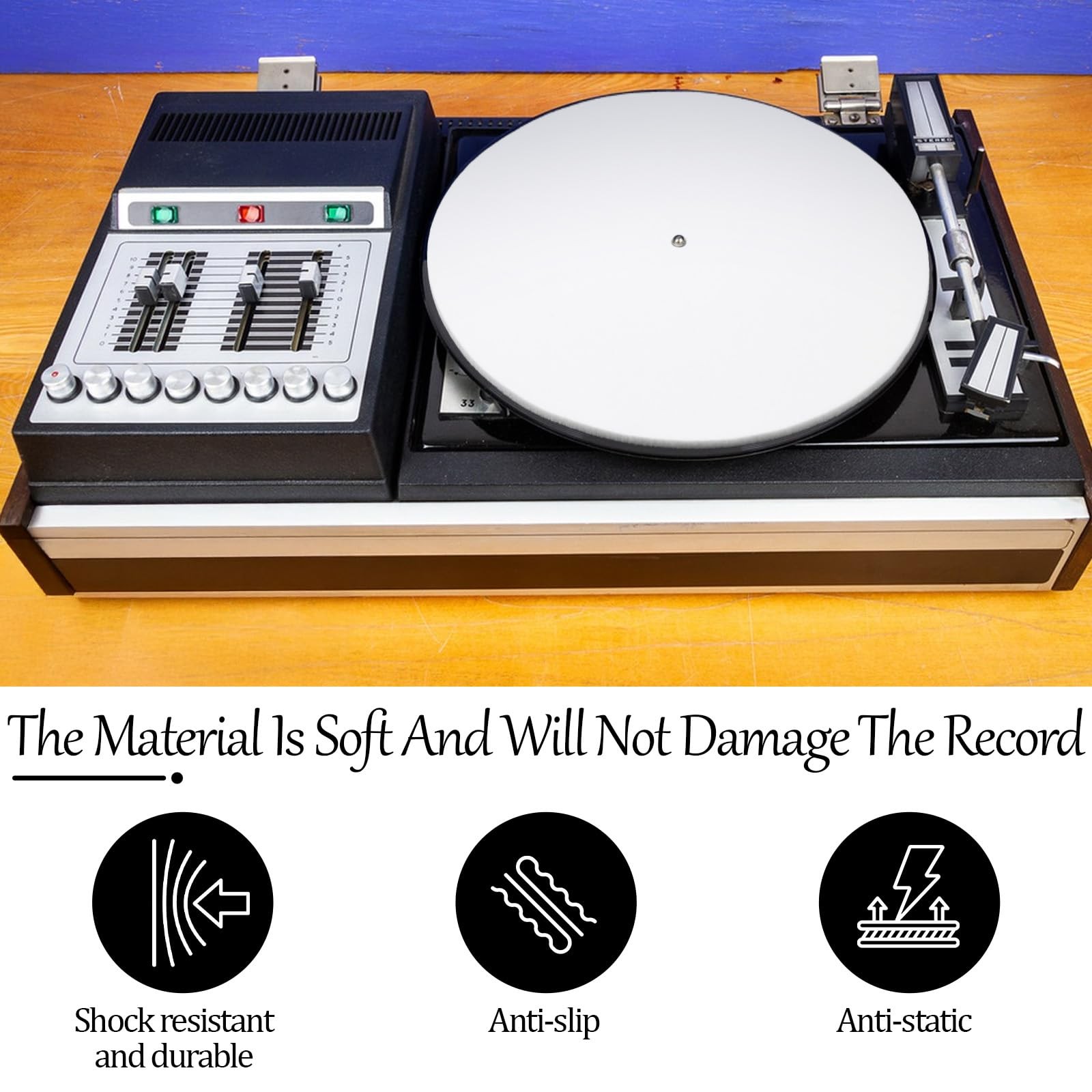 12-Inch Slipmat for Turntables – Anti-Slip, Anti-Static Felt Mat for Vinyl