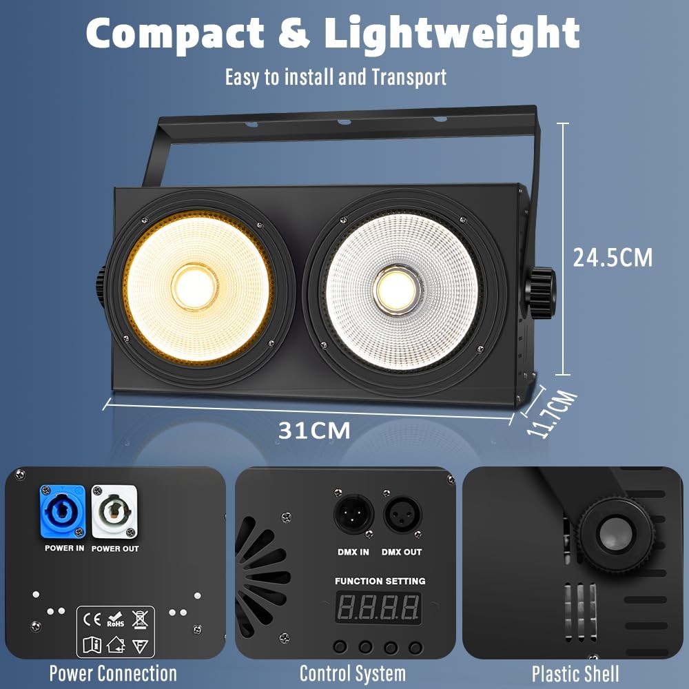 MINGJIE 200W COB Blinder Light, DMX512 LED PAR Can Stage Light | 2-in-1 Cool/…