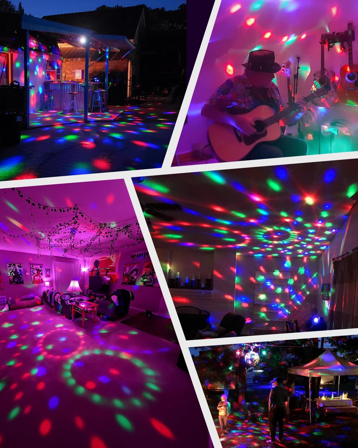 2-Pack Portable Sound Activated Party Lights Indoor, Battery Powered/Usb Dj Disc