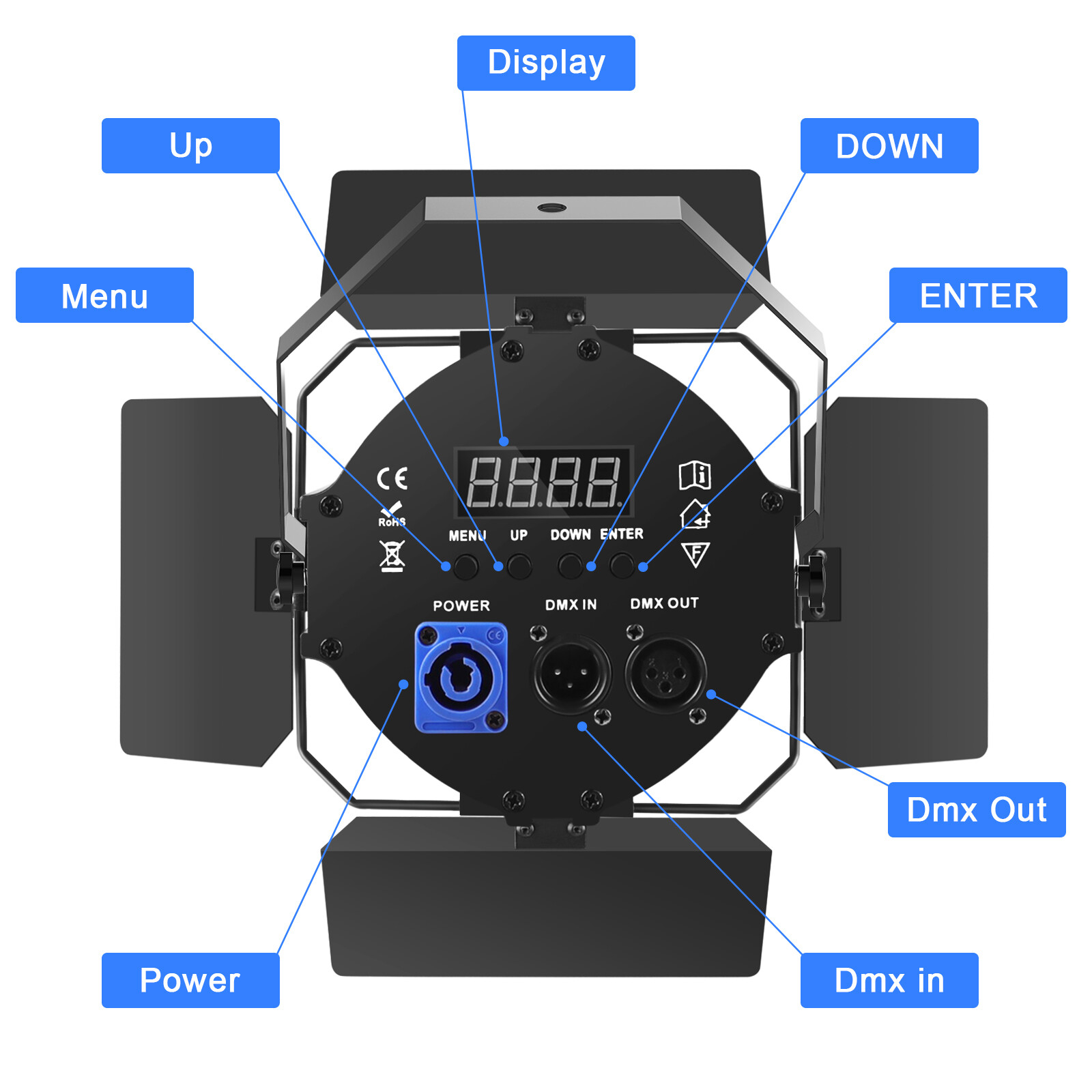200W COB 4LED Stage Par Light w/Shade Cool Warm DMX Control Stage DJ Party Light