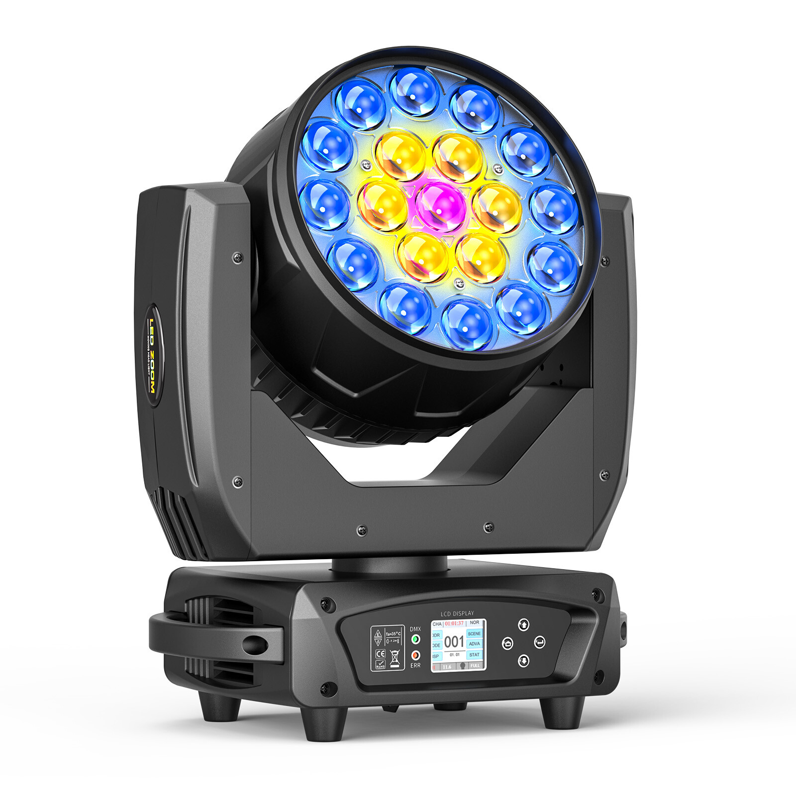 4PCS 380W LED Zoom Moving Head Stage Light RGBW DMX Beam Wash Lighting w/Case