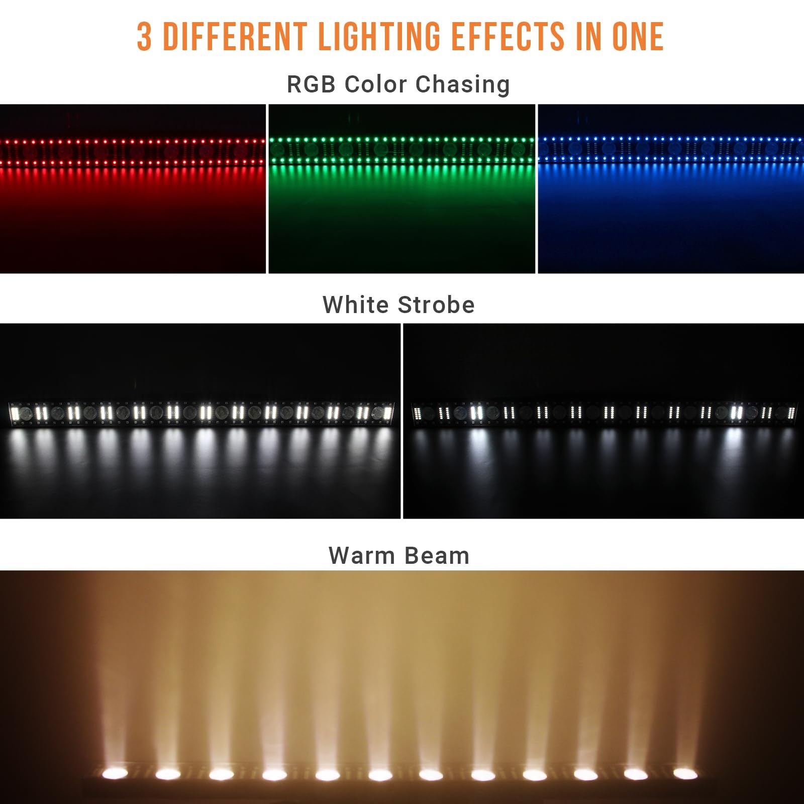 LED Stage Wash Light Bar – 40IN 100W DJ Light Bar 3IN1 RGB LED Strobe Beam Li…