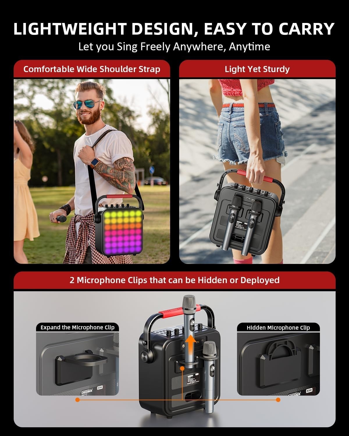 Karaoke Machine for Adults & with Full-Screen Lights, Portable BT Speaker wit…