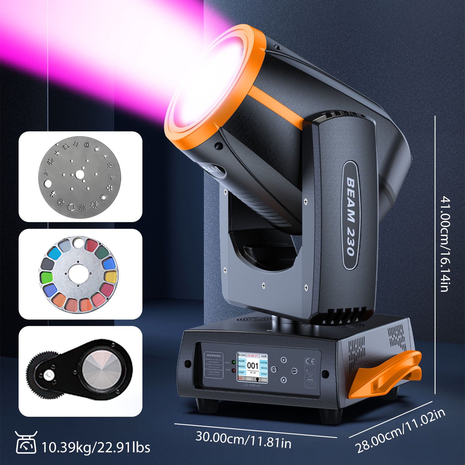 UKING 230W Moving Head Light LED Prism Beam Stage Lighting DMX Disco Party Light