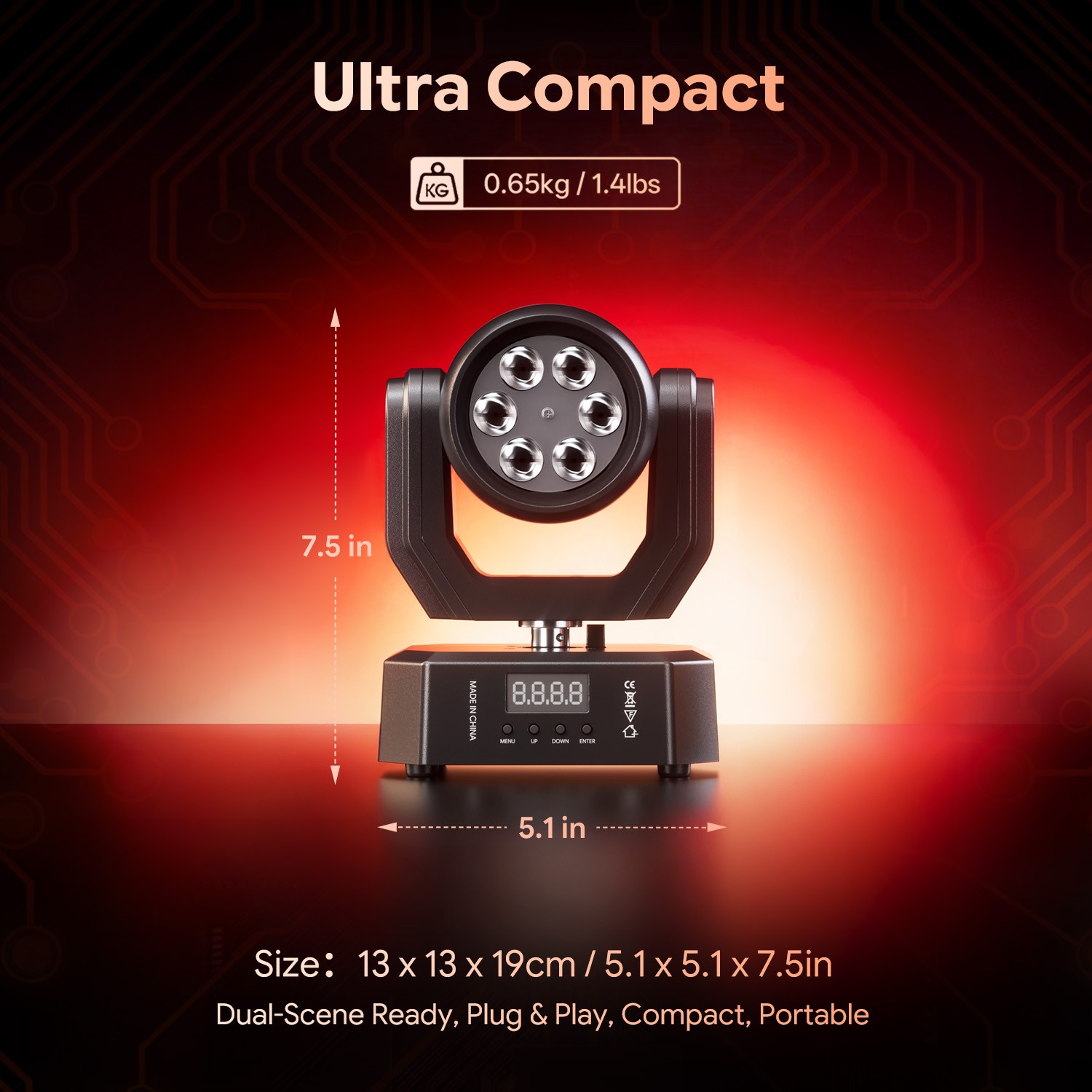 80W LED Mini Moving Head Stage Lighting RGBW DJ Spot Beam Bar Disco Party DMX