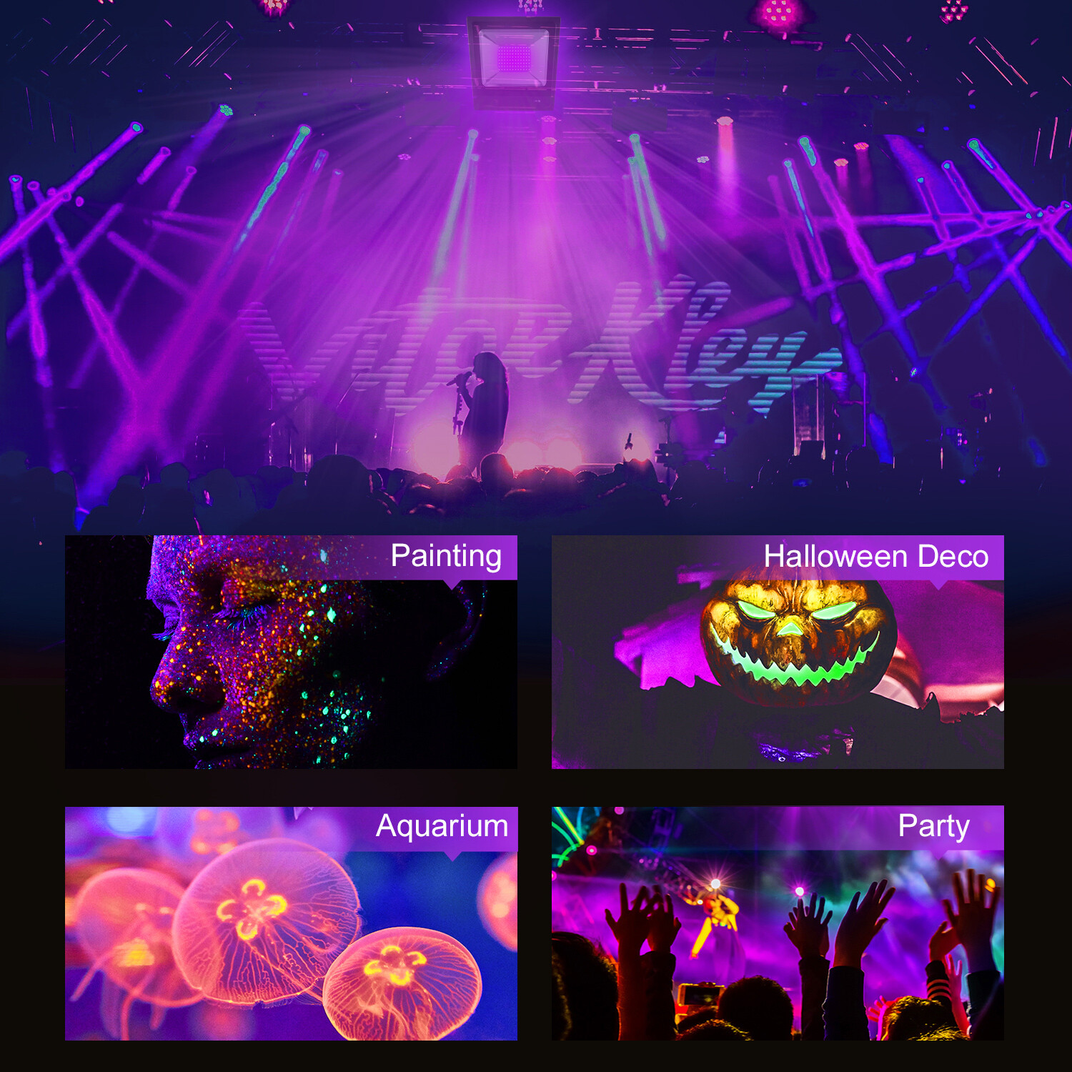 100W Black Light Bar UV LED Stage Blacklight Party DJ Club Halloween+ Free Tapes