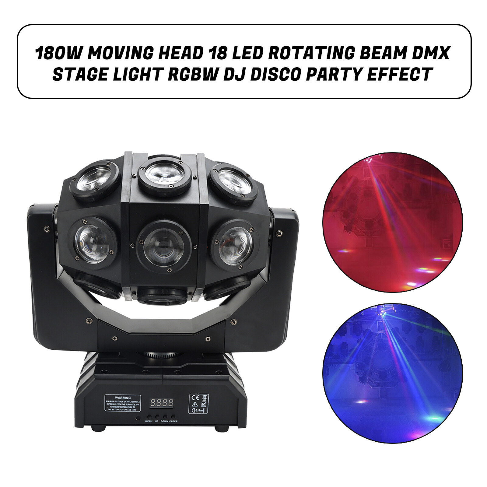 180W Moving Head 18 LED Rotating Beam DMX Stage Light RGBW Disco Party Effect E4