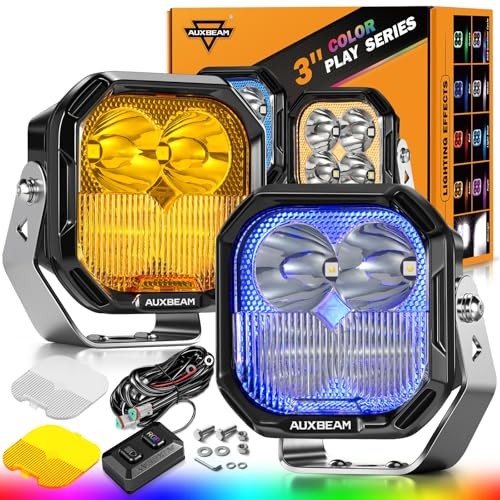 Color Play Series 3 Inch RGB LED Pod Lights Off-Road Cube Light RGBW 3″ Combo