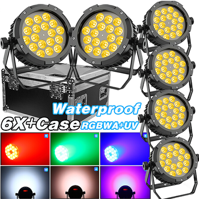 270W Waterproof Party Light RGBWA UV 18LED Par Light DMX Stage Lighting w/Case