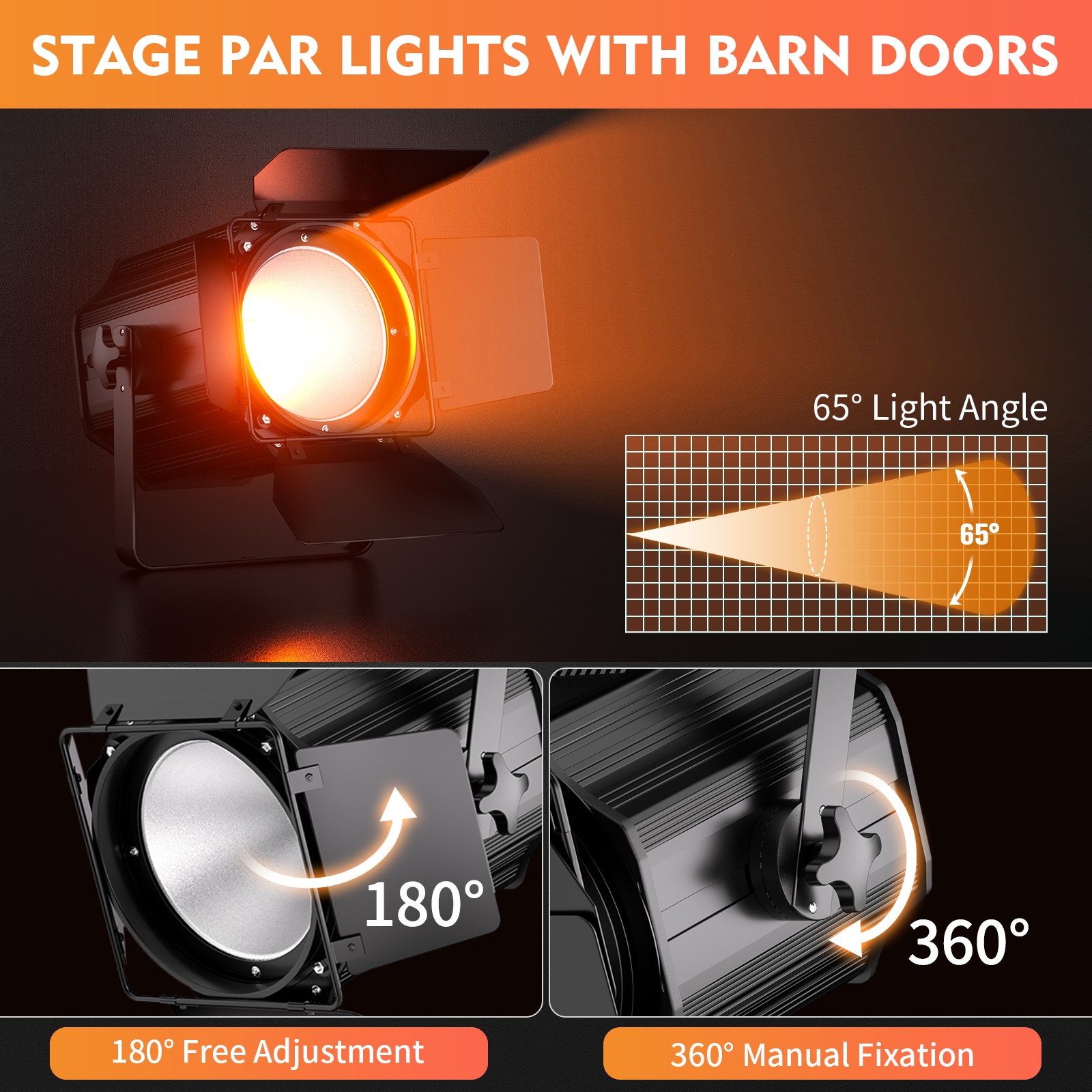 200W COB LED Par Stage Light DMX Audience Blinder DJ Disco Party Lights w/ Panel