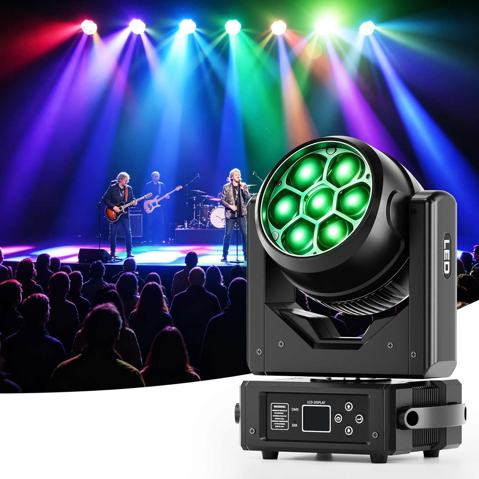 4PCS 200W LED Bee Eye Zoom RGBW Moving Head Light Wash DMX512 Party Bar Disco