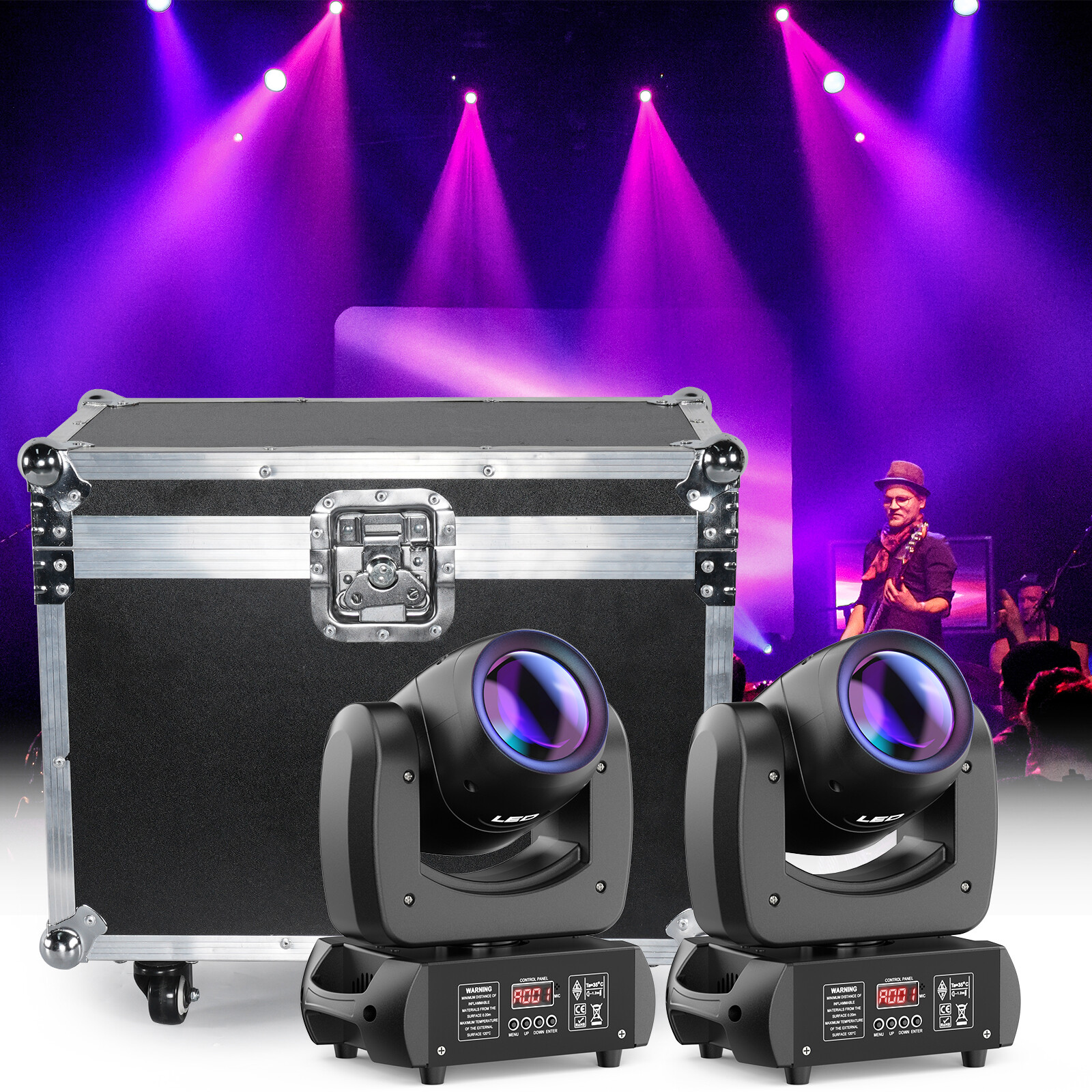 120W LED Moving Head Light RGBW Gobo Beam Stage Halloween DMX Spot Light & Case