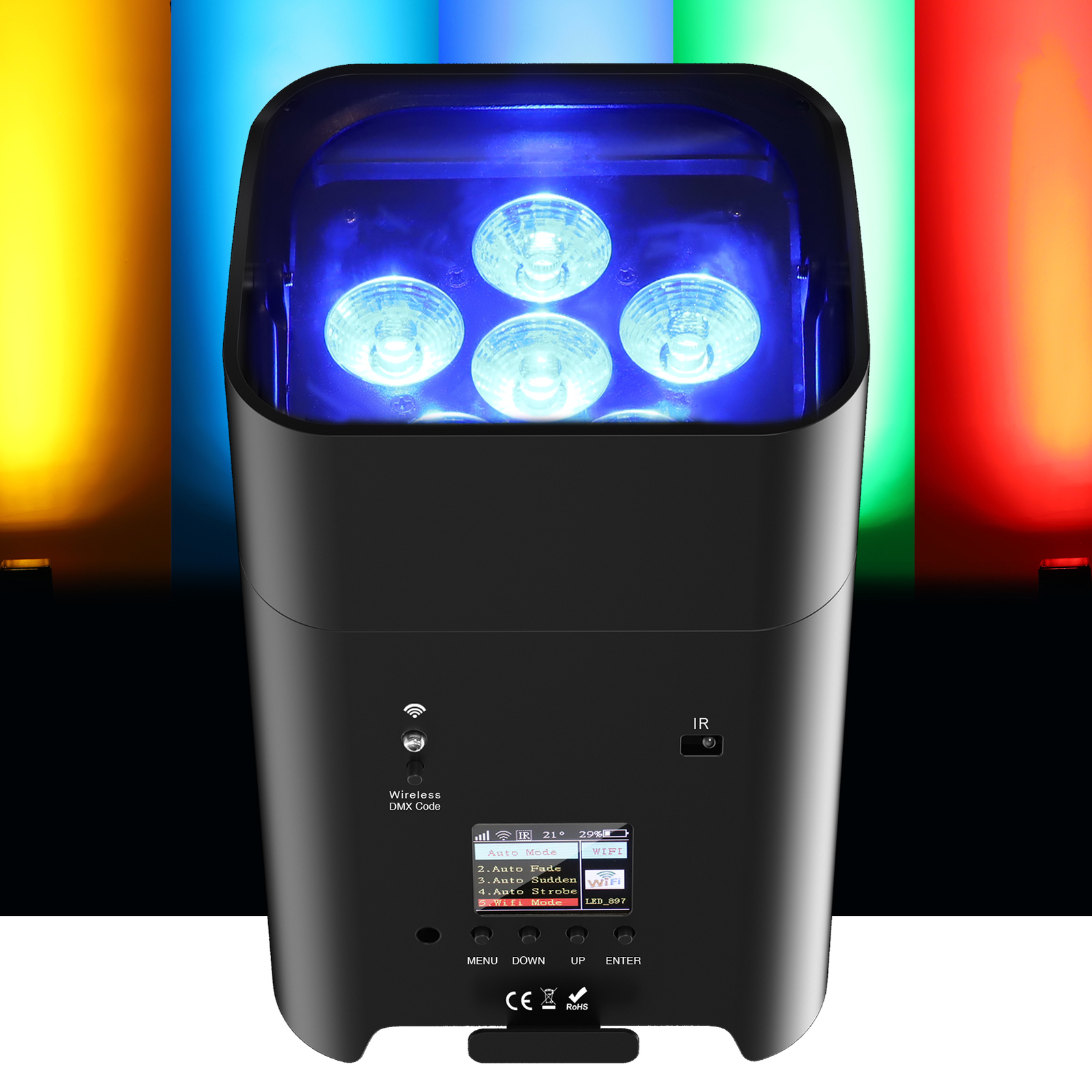 6PCS 6x18W RGBWA+UV Wifi APP Wireless Remote Control Par Light With Case