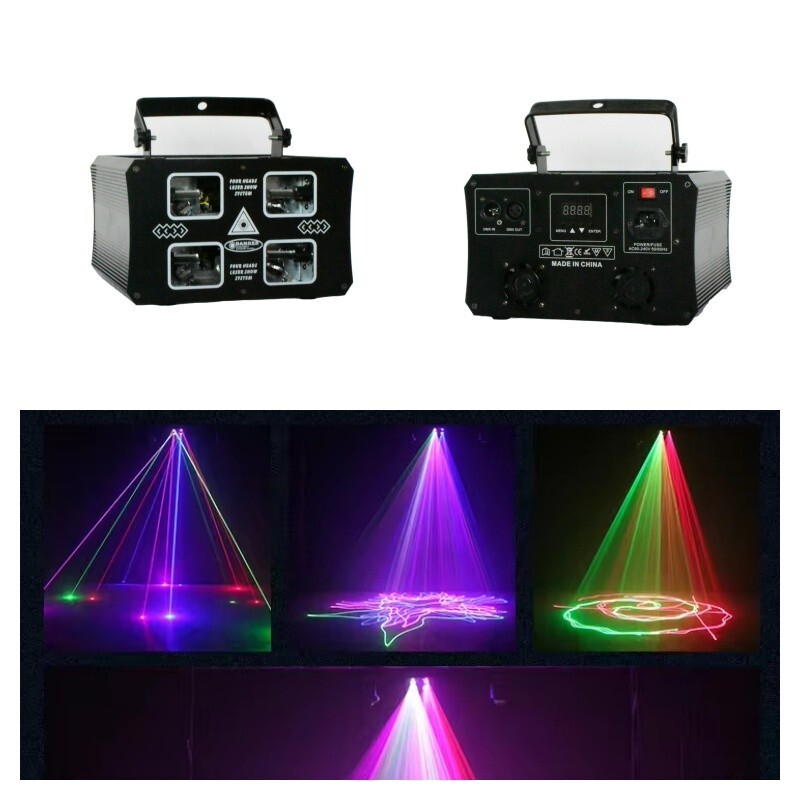 2pc/lot 4 eyes laser light 4 heads square double layer RGBYP 5 color laser light