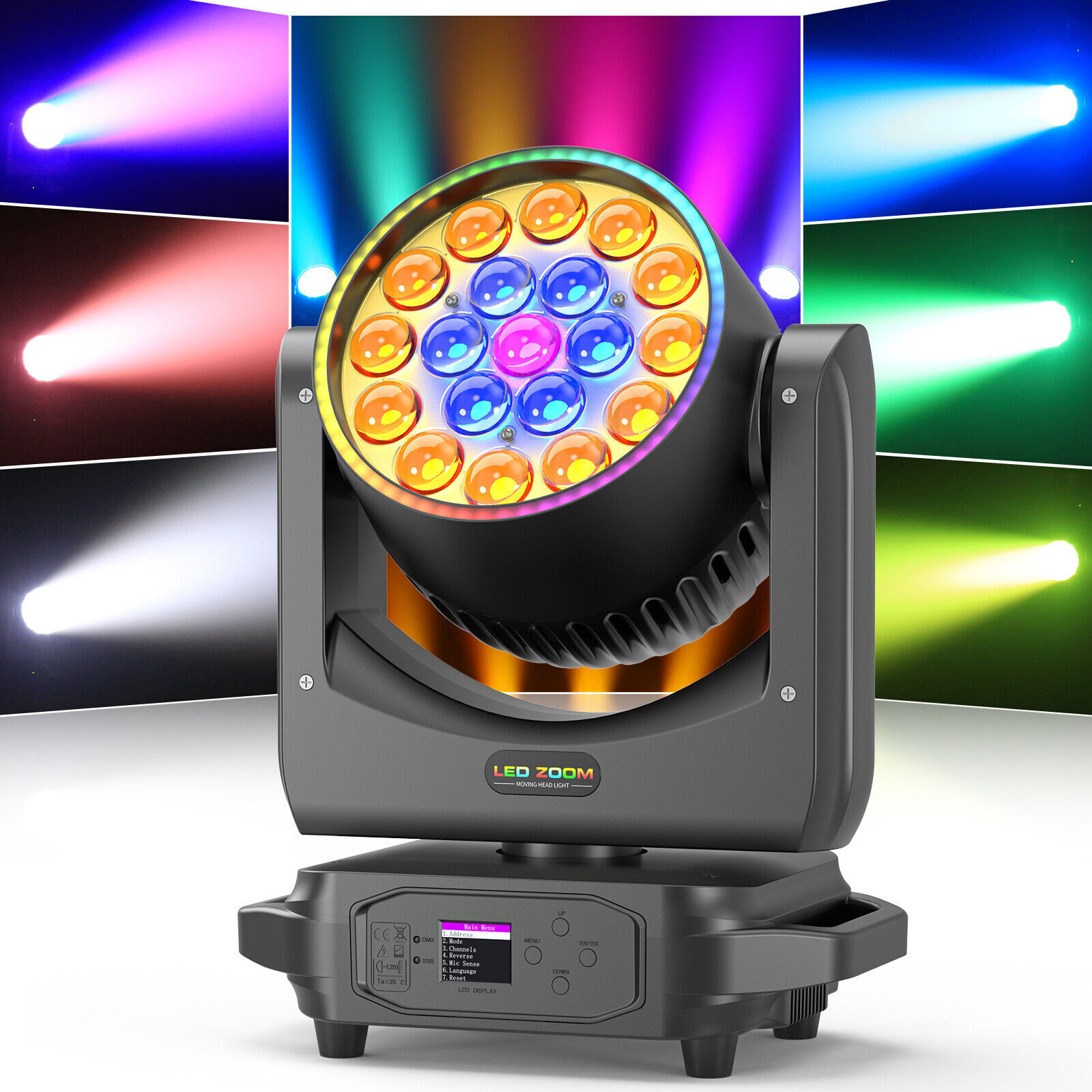 HOLDLAMP 380W Moving Head Light LED RGBW Beam Zoom Effect Stage Lights Party Bar
