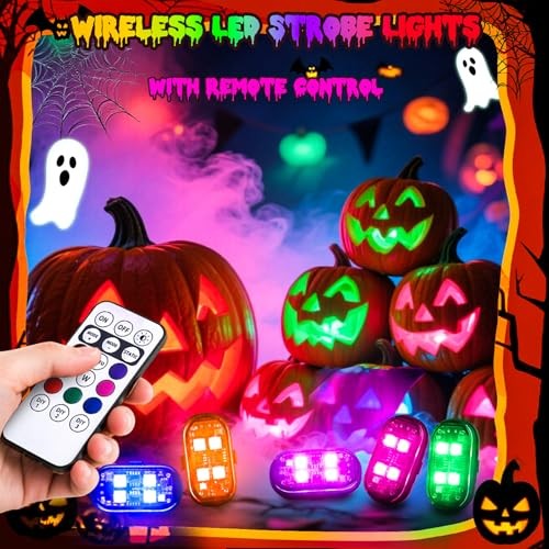 2025 Upgraded 4LEDs 8PCS Wireless LED Lights for Car, Halloween 8PCS (Upgraded)