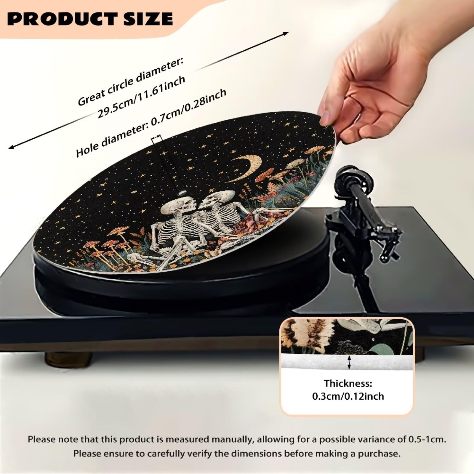Skeleton Couple Turntable Mat Slip Mat Vinyl LP Record Player Anti Static