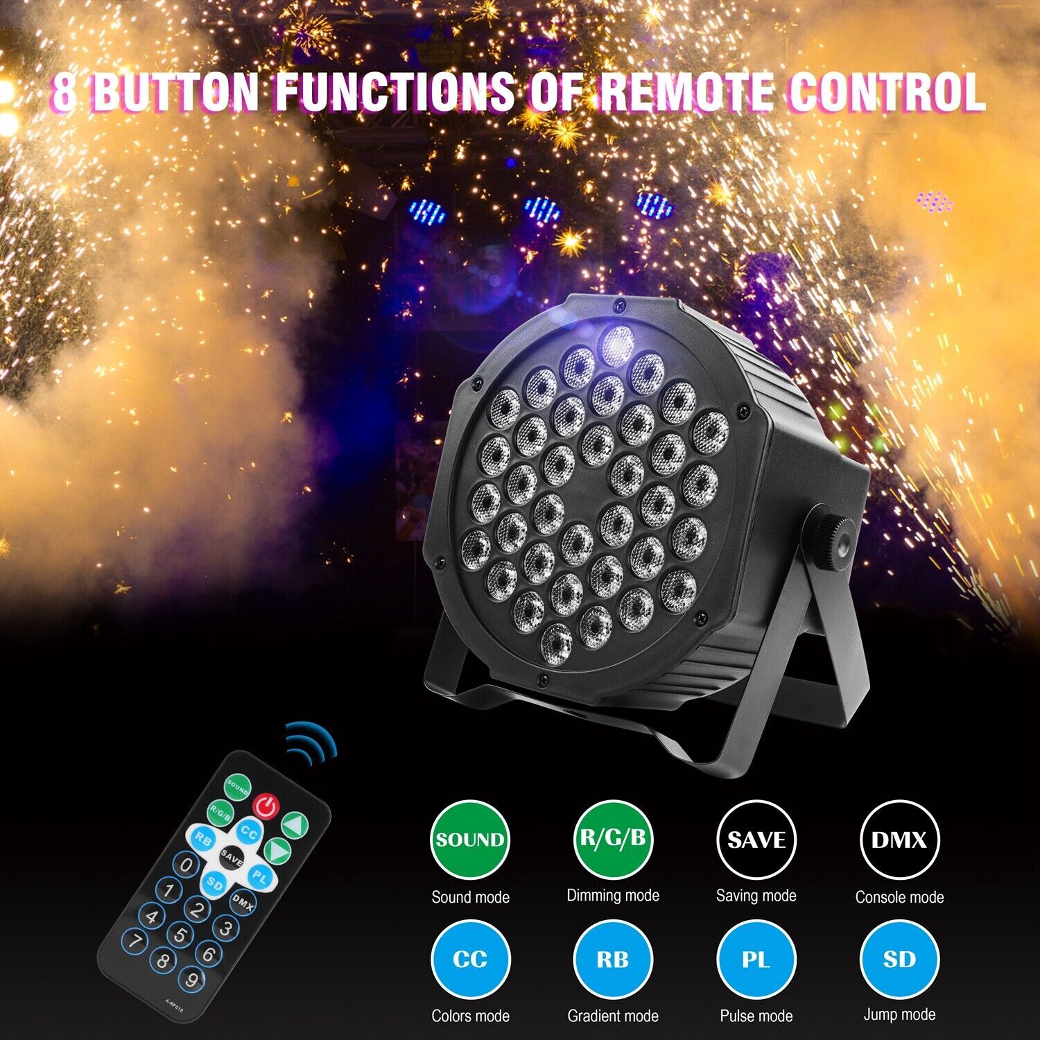 1-10PCS Disco DJ Party Stage Light 36LED RGB DMX Beam Lights Show PAR Lighting