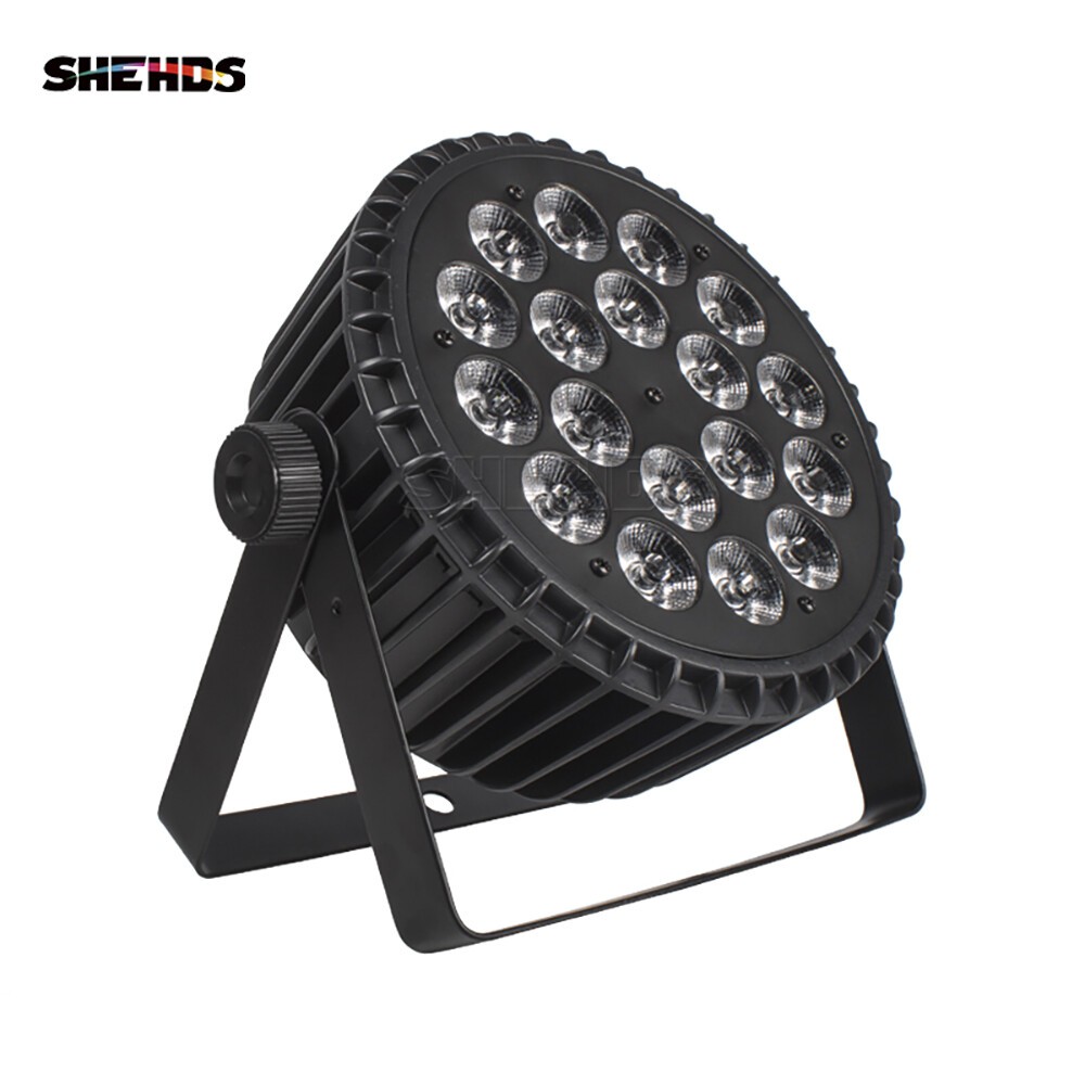 SHEHDS 18x18W Aluminum LED RGBWA+UV 6in1 Flat Par Light For Stage Party DJ Light