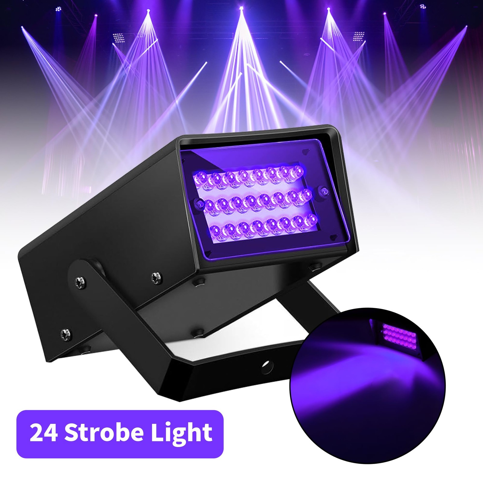 Mini LED Strobe Light Purple Color 24 Super Bright LED Party Light