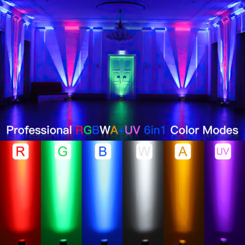 8Pack 6x18W RGBWA+UV Battery Powered WIRELESS DMX LED Par Lights DJ Uplighting