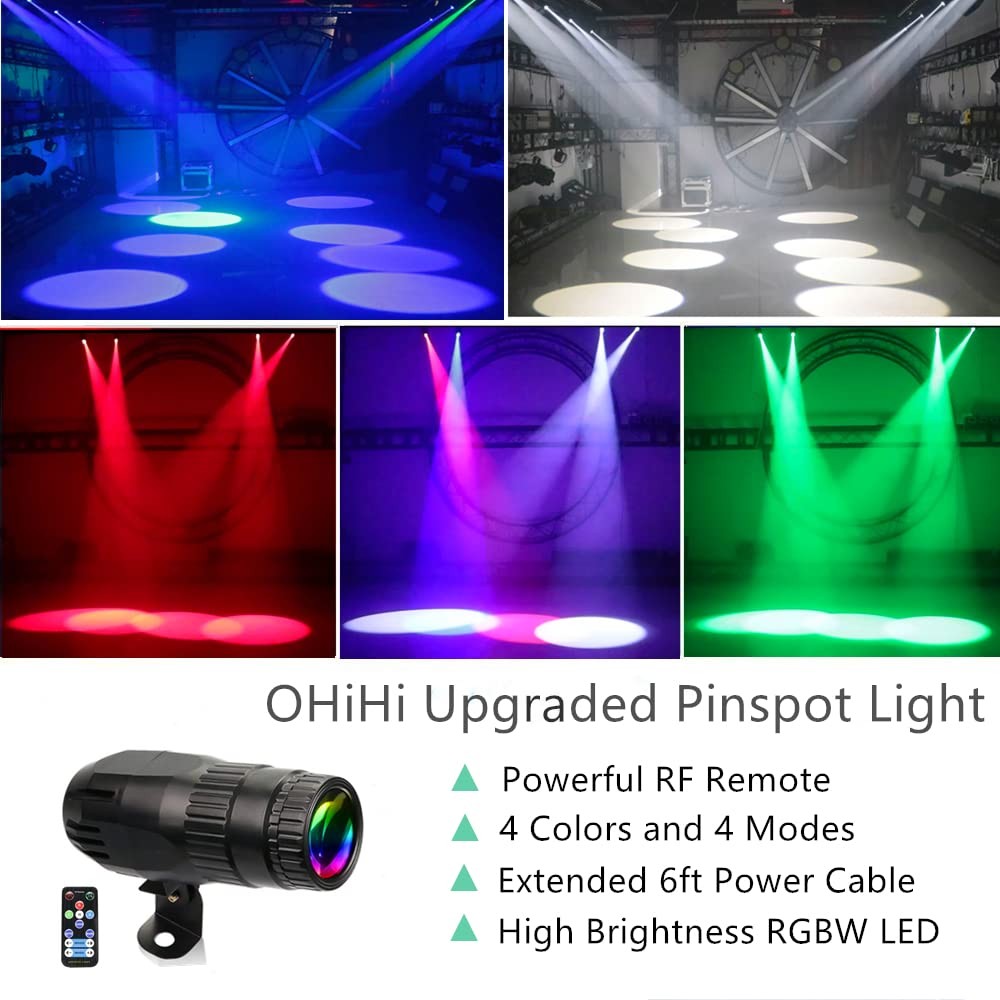 15W RGBW LED Pinspot Beam Spot Light with Remote Control for Disco Ball DJ