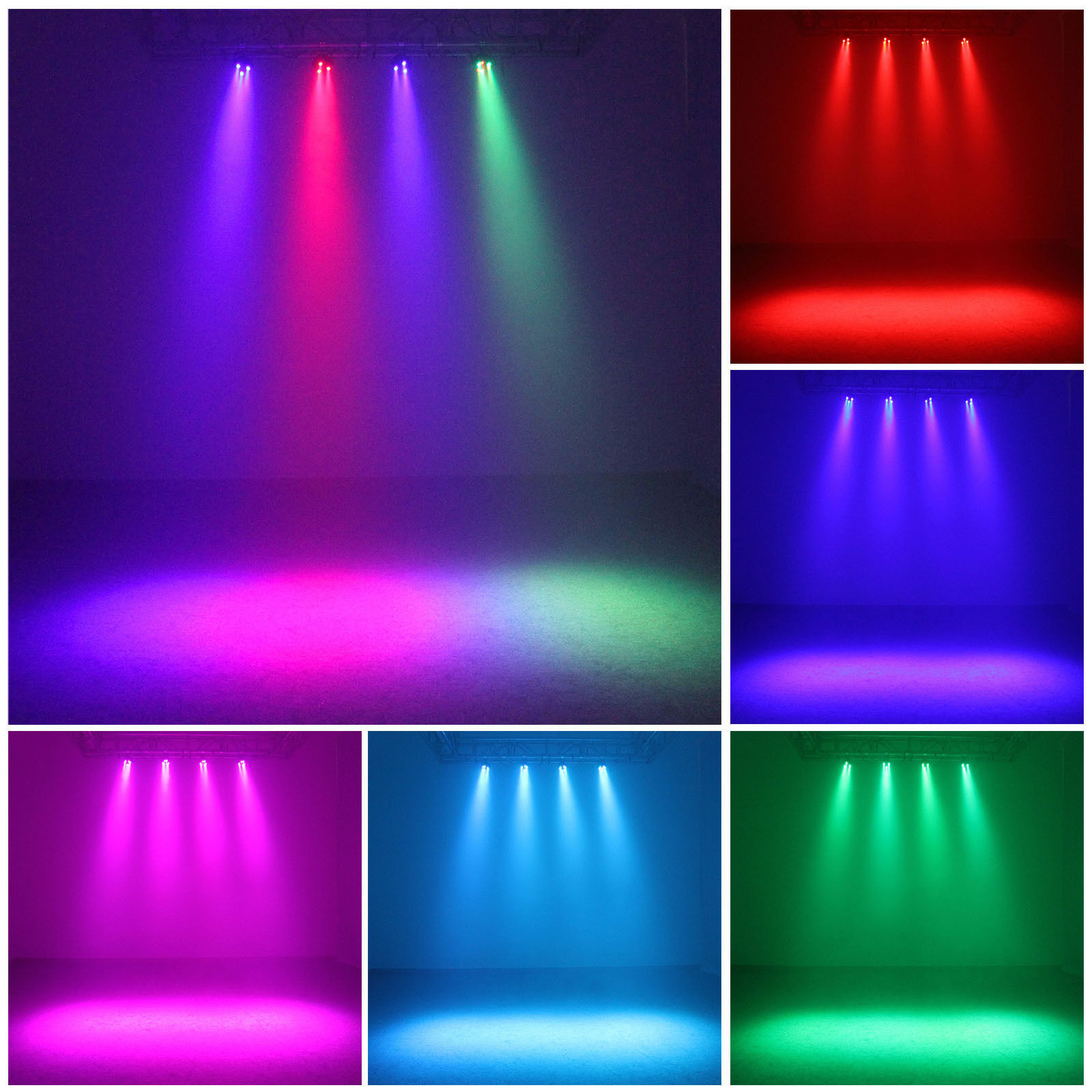 Complete Professional 4-Par Stage LED Lights DJ Band DMX System & Stand MU-L31A