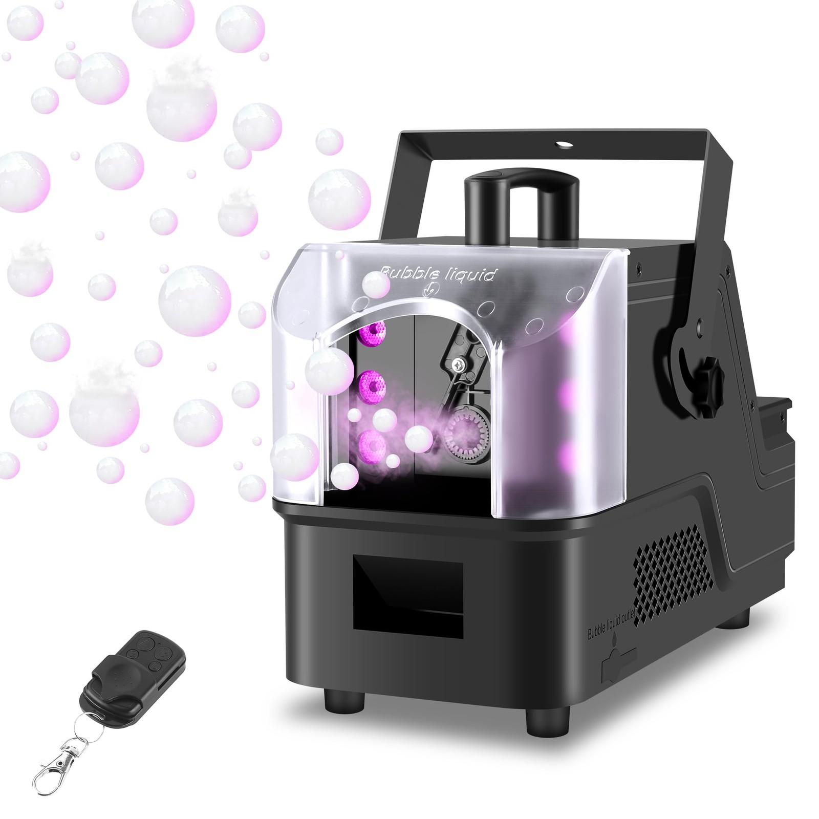 Fog Bubble Machine,900W 3IN1 Smoke Bubble Machine Maker with 6 Dynamic RGB LE…