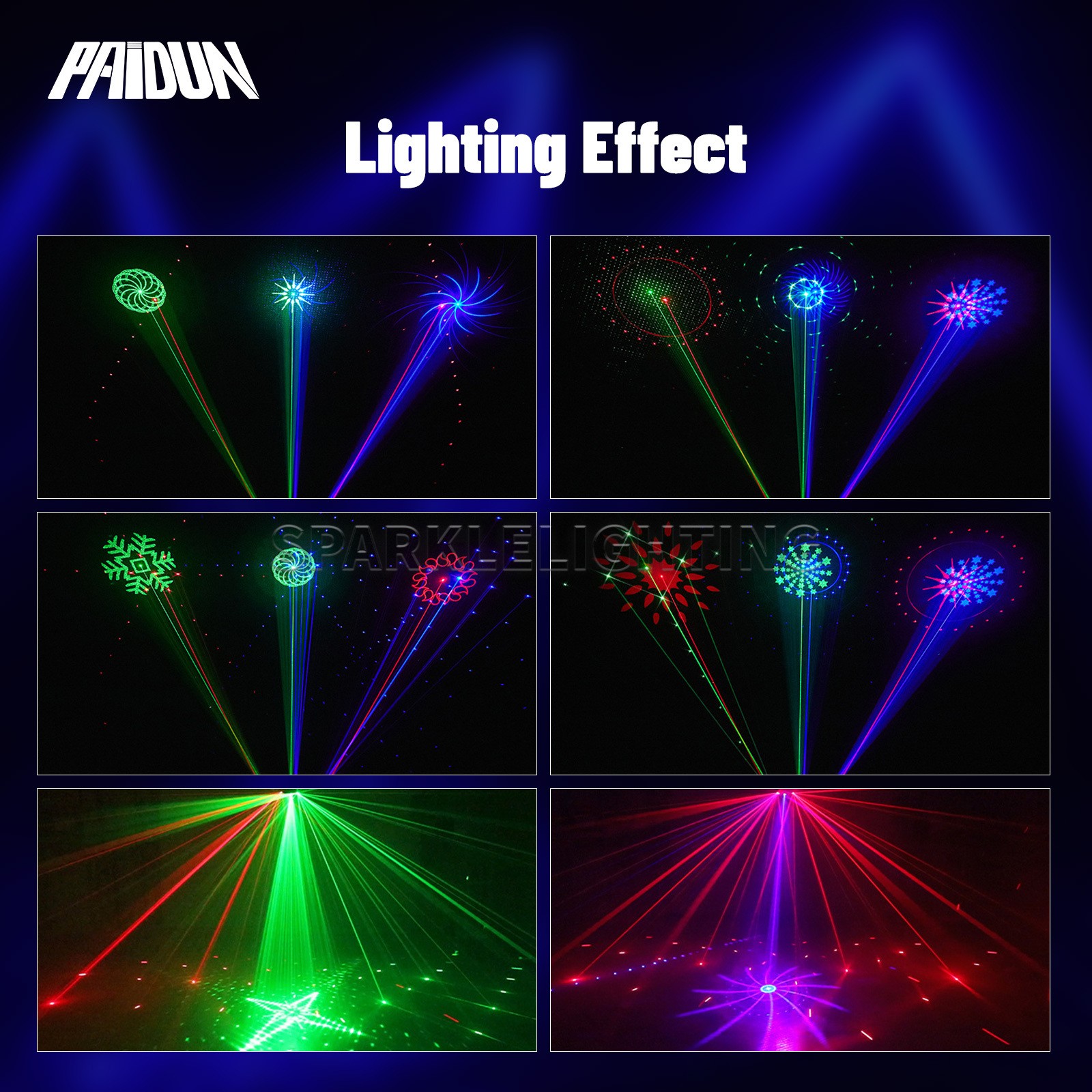 PAIDUN LED RGBW 9 Eyes Laser Projector DMX512 Music Control DJ Disco Party Light