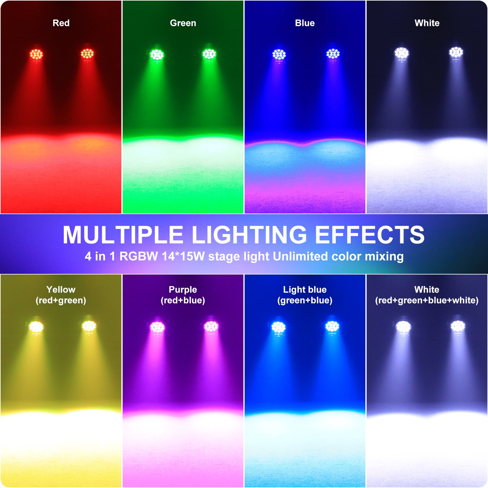 UKING 280W Par Lights Outdoor RGBW 14LED DMX512 Stage Party Bar DJ Lights