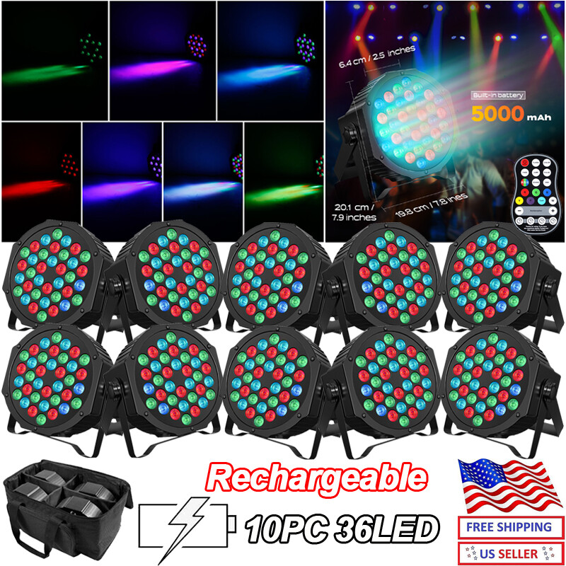 Rechargeable Battery Par 36 LED Wash Stage Light RGB DMX Disco Show Event