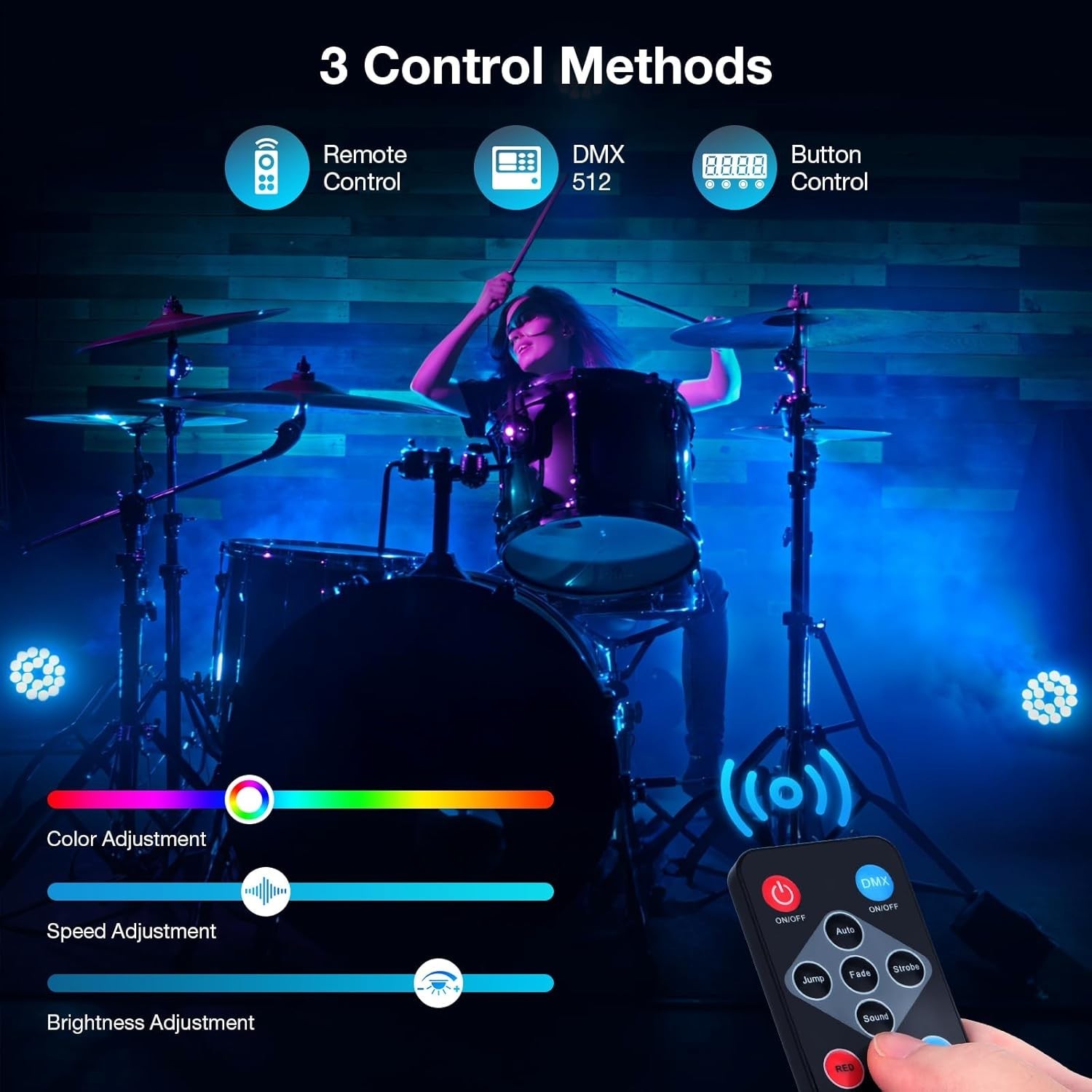 18LED Stage Par Can Lights: 72W RGBW 4IN1 Color Changing – Remote DMX Control…