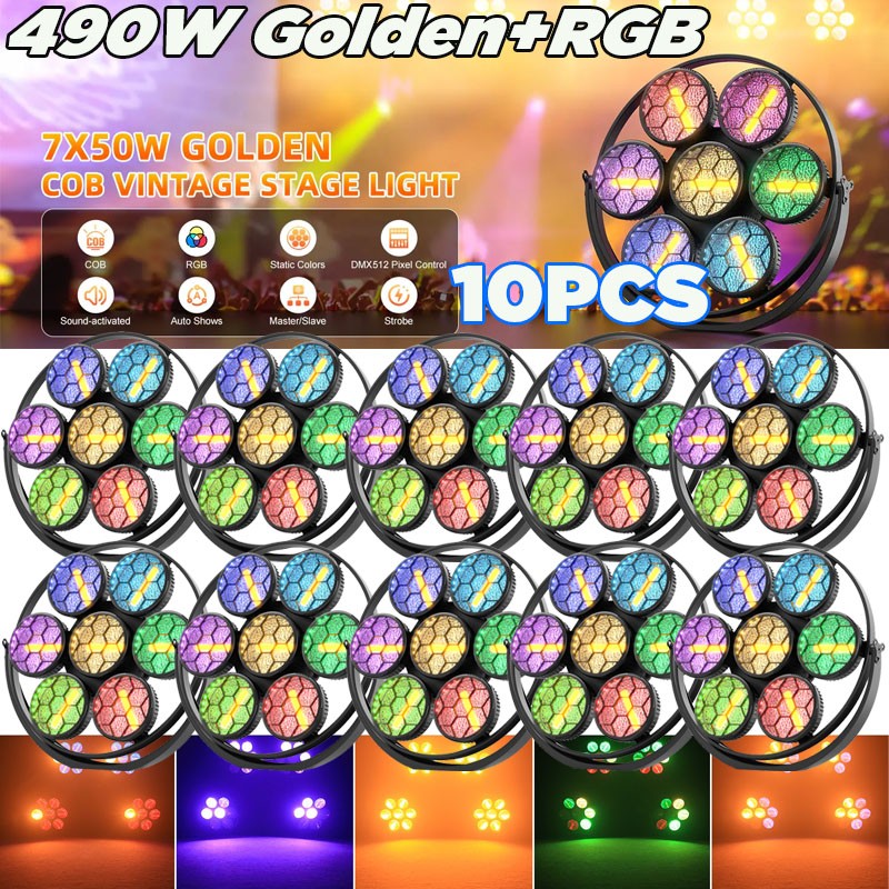 490W Retro Par Light 7 COB LED+198RGB LED DMX512 DJ Stage Party Lighting
