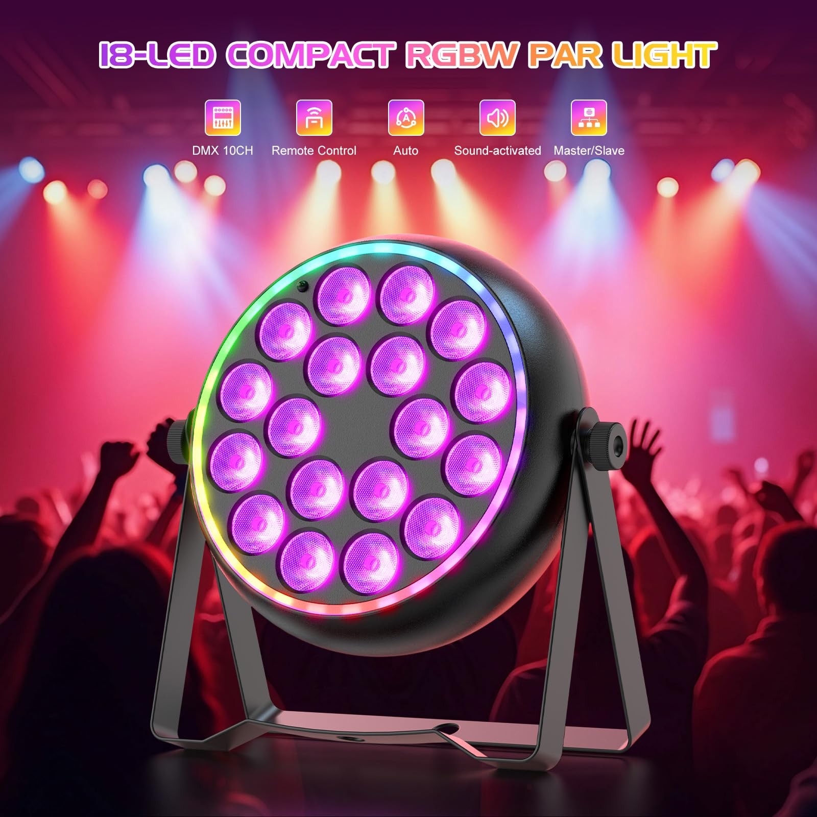 RGBW LED Par Stage Light Sound Activated DMX Control DJ Strobe Effects