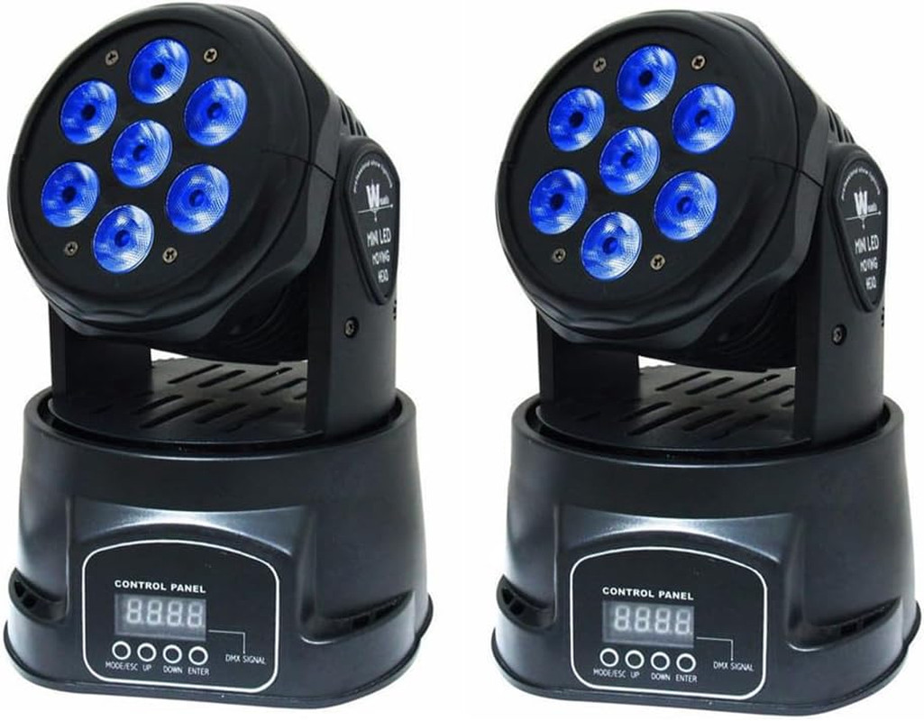 LEOYZ 2PCS Mini Moving Head DJ Lights, 7X12W RGBW Sound Activated Stage Lights
